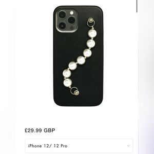 Iphone 12/12 pro pearl beaded handle phone case